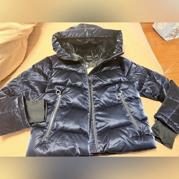 BCBG hooded fur lined water resistant puffer jacket
